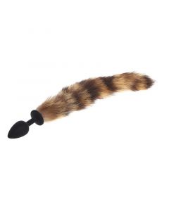 Geisha Ball Silicone Butt Plug With Fox Tail-BLACK